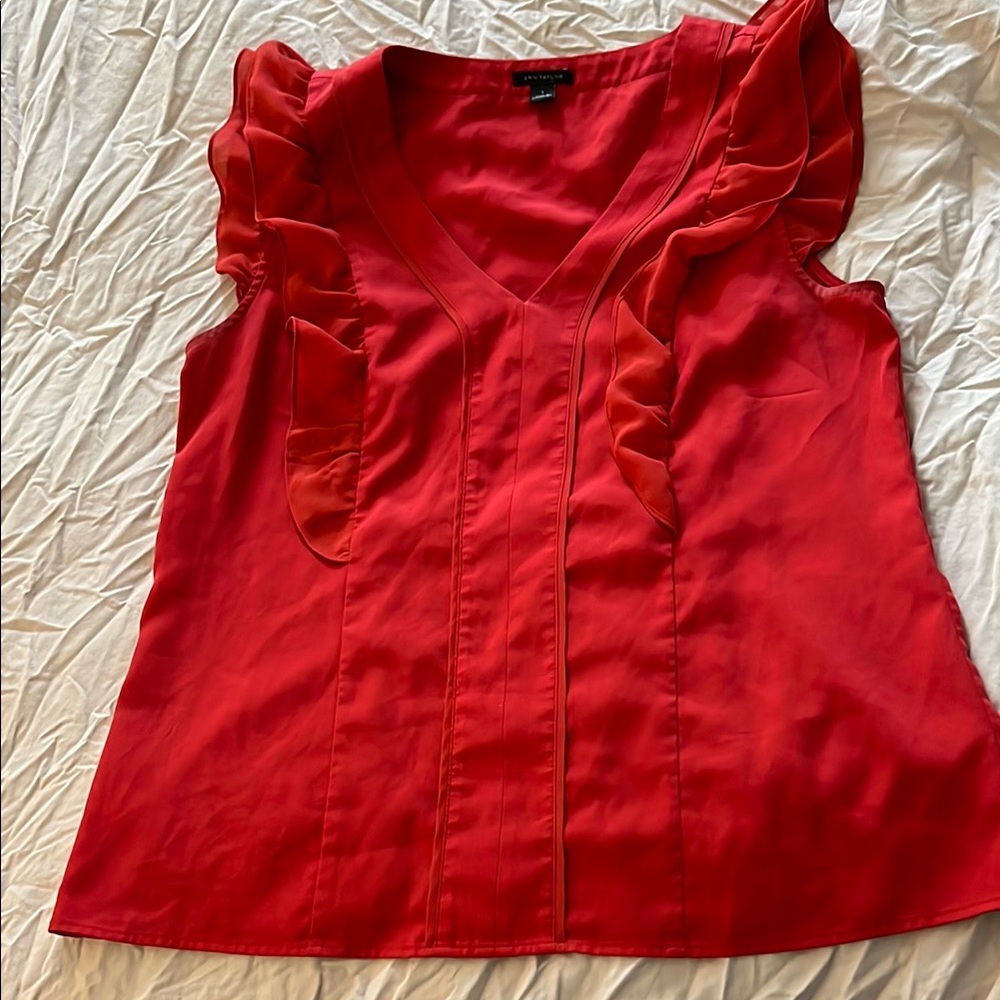 Red Ruffled Sleeveless Top Ann Taylor S
